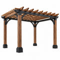 Holz-Metall Pergola 300x300x230 cm in Braun und Schwarz mit Lamellendach für Garten von Candoril
