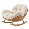 Eleganter Schaukelstuhl von Candoril mit Bouclé-Creme-Bezug und Holzgestell, Maße 100x90x95 cm, bequem und stilvoll.